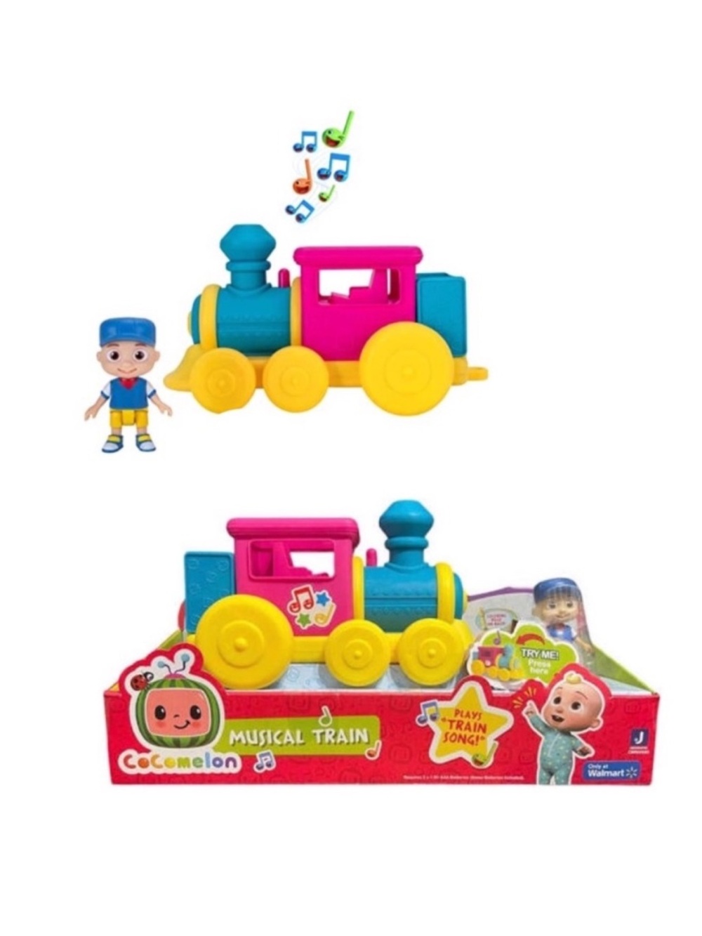 Cocomelon Musical Train Toy - Vibrant Pink, Yellow, Blue